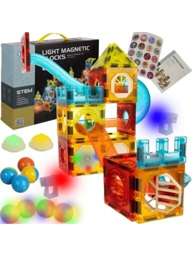 Magnetiniai blokeliai - takelis 77 vnt. Kruzzel 22684