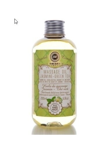 Masažo aliejus JASMINE-GREEN TEA Saules Fabrika, 200 ml