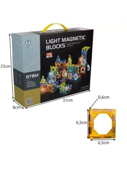 Magnetiniai blokeliai - takelis 77 vnt. Kruzzel 22684 2 Magnetiniai blokeliai - takelis 77 vnt. Kruzzel 22684 2
