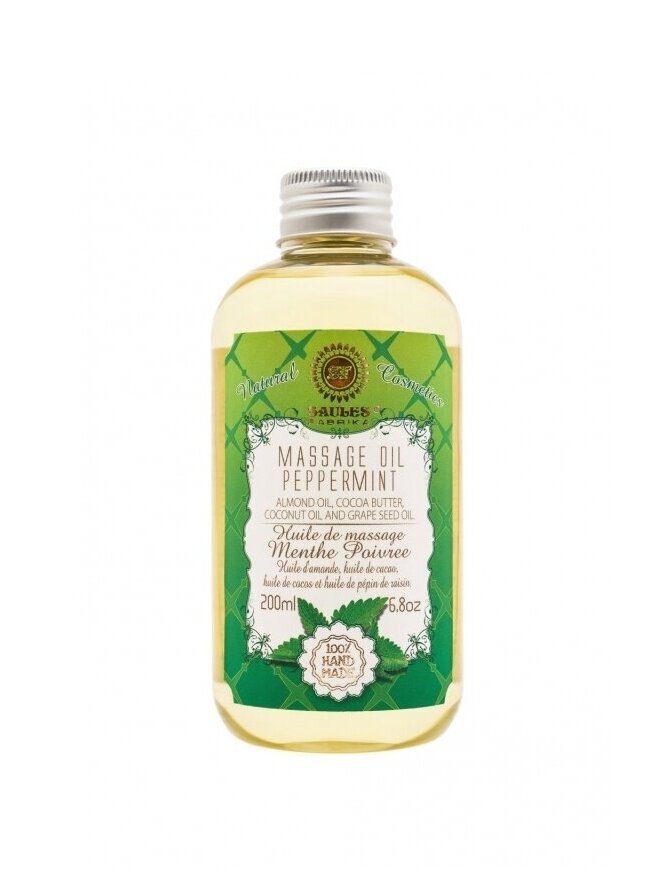 Masažo aliejus PEPPERMINT Saules Fabrika, 200 ml