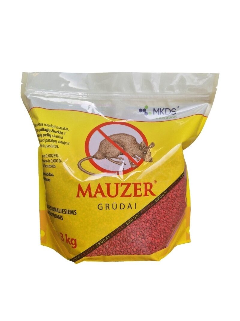 Mauzer grūdai pelių ir žiurkių naikinimui, 3 kg Mauzer grūdai pelių ir žiurkių naikinimui, 3 kg