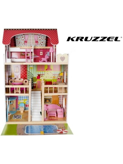 Medinis lėlių namelis – vila su baseinu D11251 1