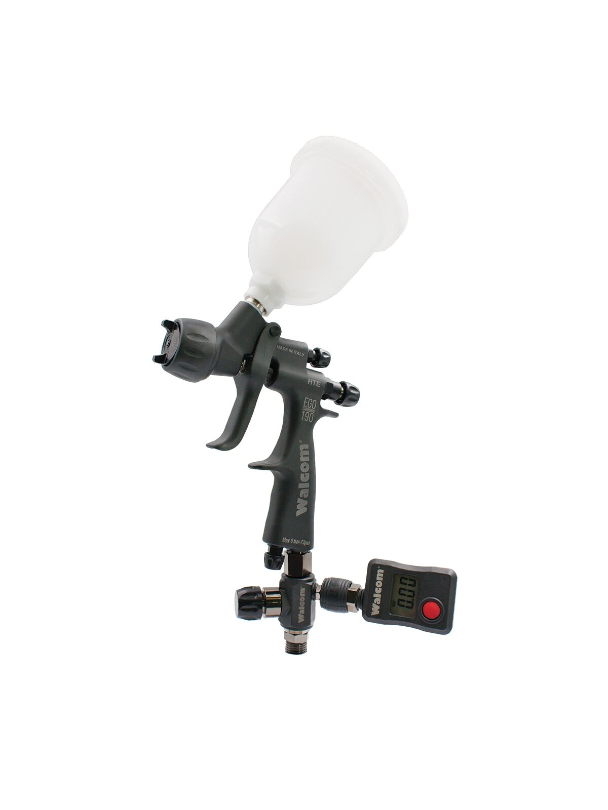 Mini dažymo pistoletas HTE 1.0 mm su manometru WALCOM GENESI CARBONIO Mini dažymo pistoletas HTE 1.0 mm su manometru WALCOM GENESI CARBONIO