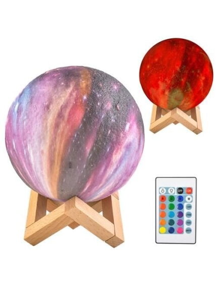 Naktinė lempa mėnulis 15cm 16 spalvų Naktinė lempa mėnulis 15cm 16 spalvų
