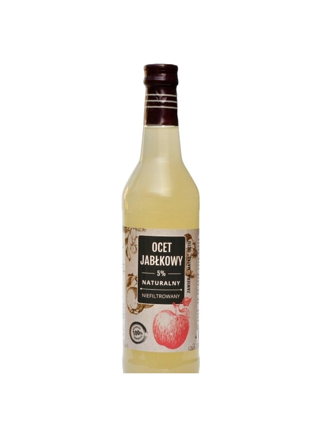 Nefiltruotas obuolių sidro actas 5%, 500ml Nefiltruotas obuolių sidro actas 5%, 500ml