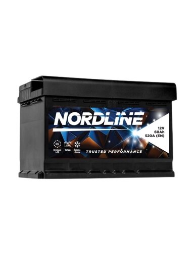 Nordline 60 Ah 12V 520A akumuliatorius 241x175x175mm Nordline 60 Ah 12V 520A akumuliatorius 241x175x175mm