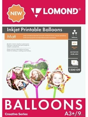 Oro balionai Lomond Inkjet Printable Baloons rašaliniams sp. A3+, 9 lapų (Ball/Heart/Star) dvipusis Oro balionai Lomond Inkjet Printable Baloons rašaliniams sp. A3+, 9 lapų (Ball/Heart/Star) dvipusis