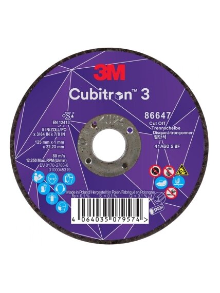 Pjovimo diskas 125x1x22mm, Cubitron 3 Pjovimo diskas 125x1x22mm, Cubitron 3