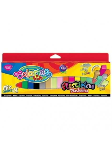 Plastilinas Colorino Kids Mix 18 spalvų Plastilinas Colorino Kids Mix 18 spalvų