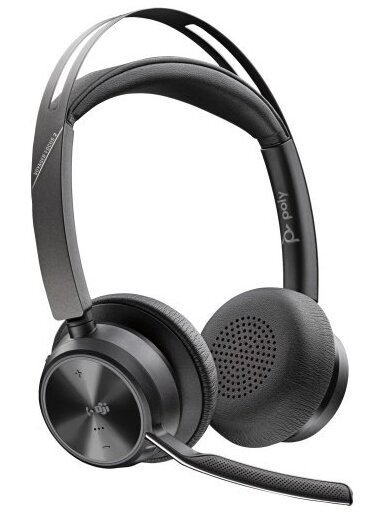 Poly Voyager Focus 2 MS Teams Belaidės ausinės, Bluetooth, USB-C/A Adapter, Juoda