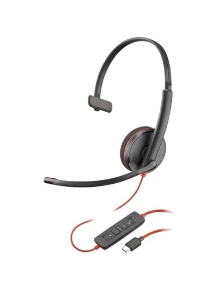 Poly Blackwire 3210 Mono Laidinės ausinės, USB-C, USB-C/A Adapter (Bulk), Juoda Poly Blackwire 3210 Mono Laidinės ausinės, USB-C, USB-C/A Adapter (Bulk), Juoda