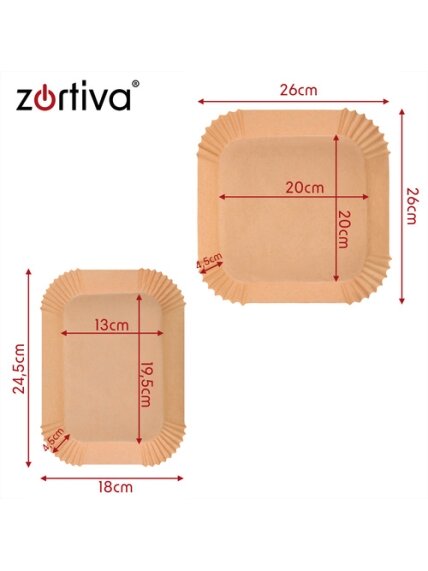 Popierinis įdėklas dvigubai gruzdintuvei 100 vnt. Zortiva 2 Popierinis įdėklas dvigubai gruzdintuvei 100 vnt. Zortiva 2