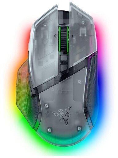 Razer Basilisk V3 Pro 35K Belaidė žaidimų pelė RF Wireless+Bluetooth+USB-A 35000 DPI, Phantom White