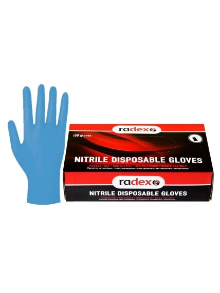 RADEX nitrilo vienkartinės pirštinės XL (100 vnt.) RADEX nitrilo vienkartinės pirštinės XL (100 vnt.)