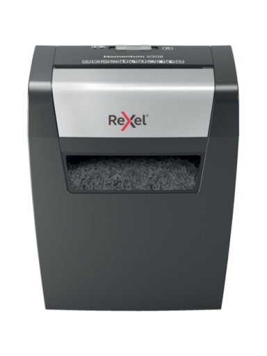 Rexel Momentum X308 Dokumentų naikiklis Particle-cut shredding 5x42mm P-3 15L, Pilka/Juoda