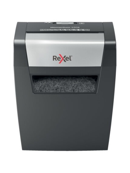 Rexel Momentum X308 Dokumentų naikiklis Particle-cut shredding 5x42mm P-3 15L, Pilka/Juoda Rexel Momentum X308 Dokumentų naikiklis Particle-cut shredding 5x42mm P-3 15L, Pilka/Juoda