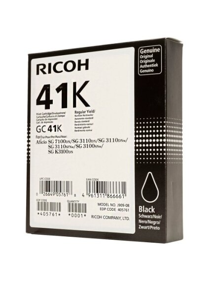 Ricoh GEL GC-41K (405761), foto juoda kasetė Ricoh GEL GC-41K (405761), foto juoda kasetė