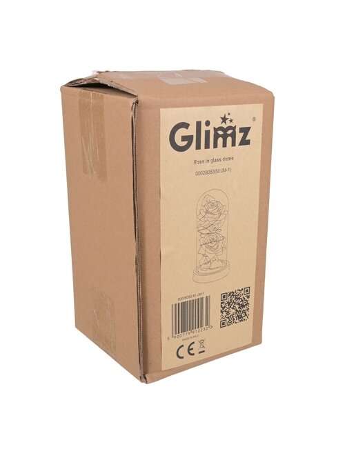 Rožė stiklo vazoje – šviečianti, 22 cm, „Glimz“ 2