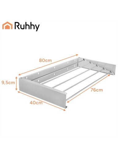 Ruhhy 80 cm prie sienos tvirtinama drabužių džiovyklė Ruhhy 80 cm prie sienos tvirtinama drabužių džiovyklė