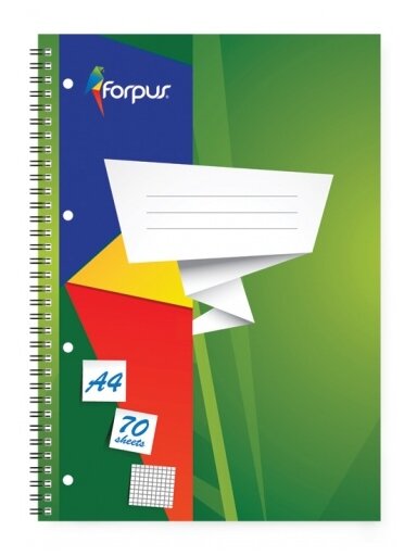 Sąsiuvinis su spirale Forpus, A4/70, langeliais, minkštas viršelis  0722-003