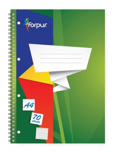Sąsiuvinis su spirale Forpus, A4/70, linija, minkštas viršelis  0722-022