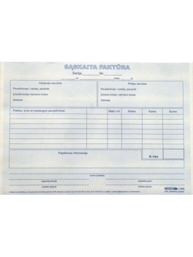 Sąskaita faktūra, A5, 2x50  0720-042