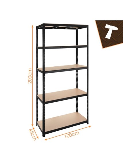 Sandėliavimo lentyna - juoda 220x100x45 Bigstreen 27