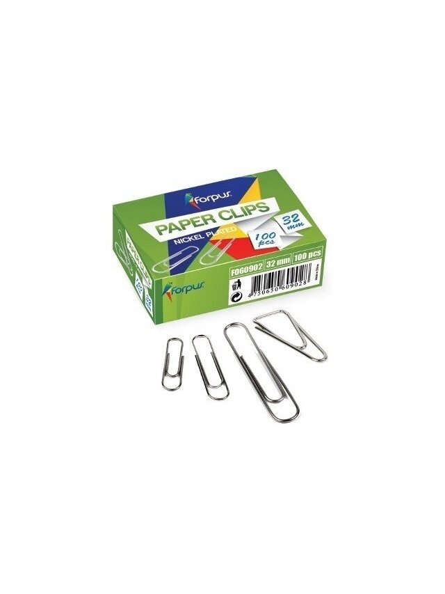 Sąvaržėlės Forpus, balto metalo, 32mm, apvalios (100) Sąvaržėlės Forpus, balto metalo, 32mm, apvalios (100)