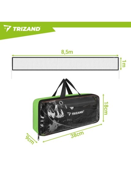 Tinklinio tinklas 8,5x1 m + „Trizand“ krepšys 2