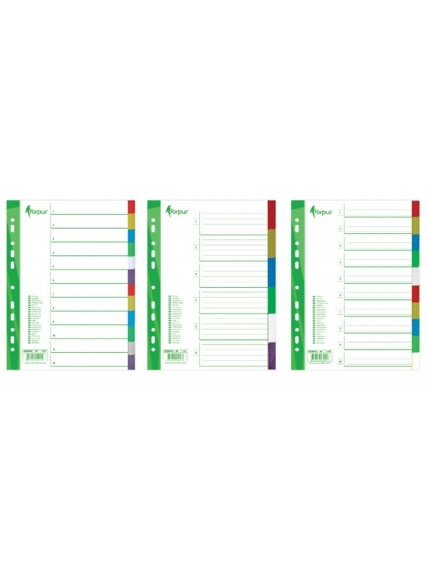 Skiriamieji lapai Forpus, A4, 1-12 spalvos, plastikiniai Skiriamieji lapai Forpus, A4, 1-12 spalvos, plastikiniai