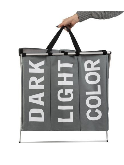 Skalbinių krepšelis - 3 skyriai ant sulankstomo rėmo 3