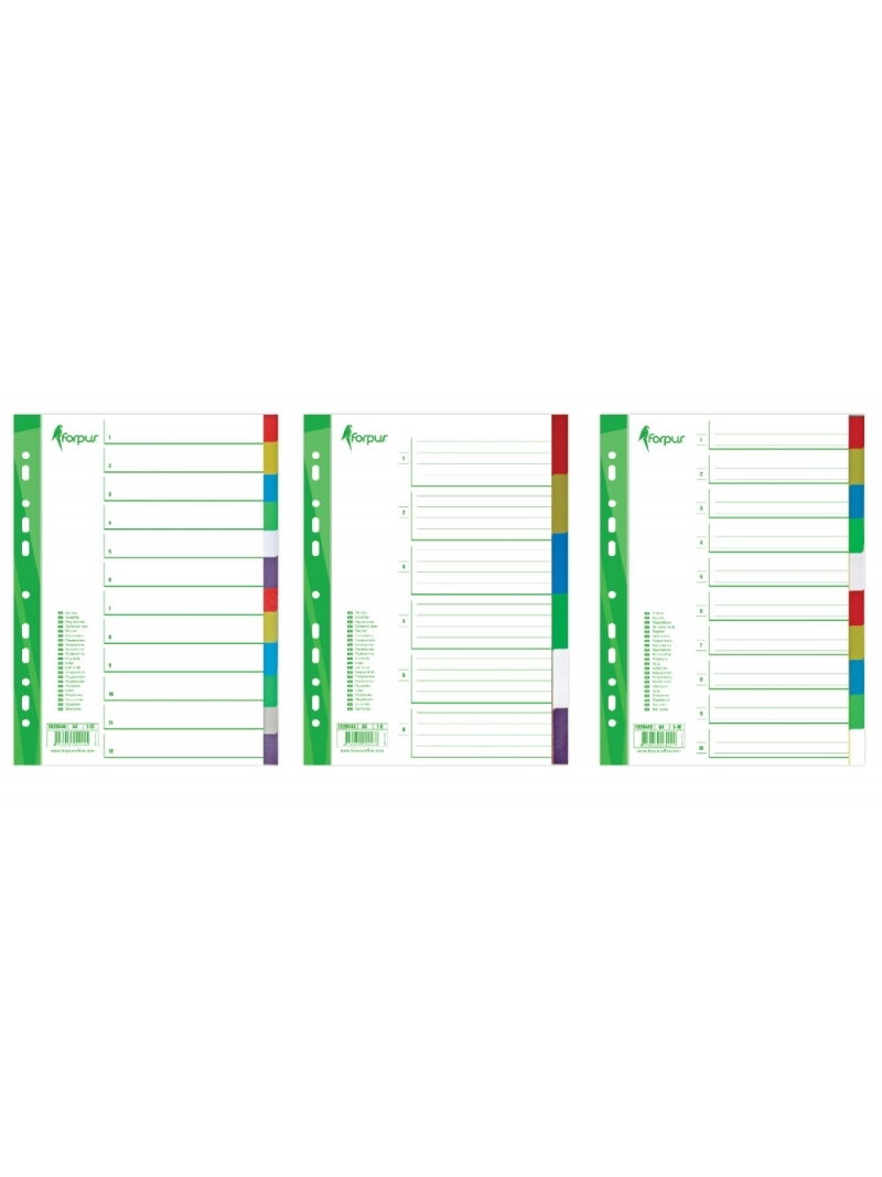 Skiriamieji lapai Forpus, A4, 1-6 spalvos, plastikiniai Skiriamieji lapai Forpus, A4, 1-6 spalvos, plastikiniai