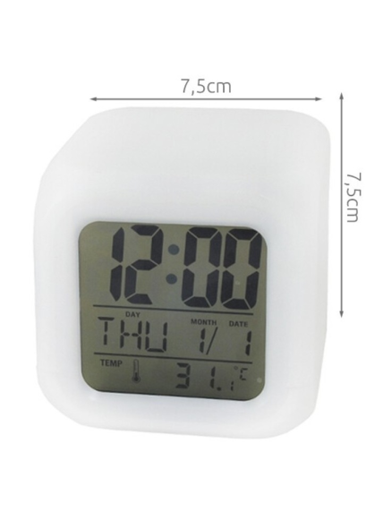 Spalvą keičiantis žadintuvas Iso Trade, LCD, 7,5x7,5 cm, baltas 2 Spalvą keičiantis žadintuvas Iso Trade, LCD, 7,5x7,5 cm, baltas 2