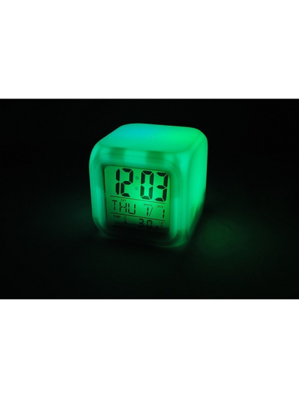 Spalvą keičiantis žadintuvas Iso Trade, LCD, 7,5x7,5 cm, baltas 3 Spalvą keičiantis žadintuvas Iso Trade, LCD, 7,5x7,5 cm, baltas 3