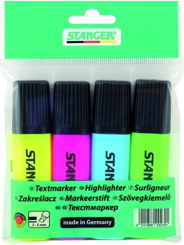 Stanger Teksto žymekliai 1-5 mm, 4 spalvų rinkinys 180009000