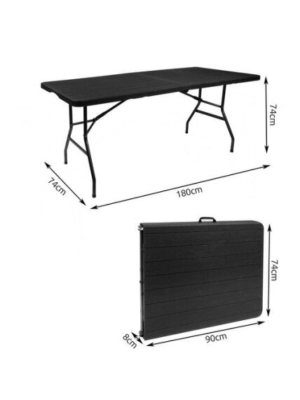 Sulankstomas sodo stalas, juodas, 180 cm 10 Sulankstomas sodo stalas, juodas, 180 cm 10