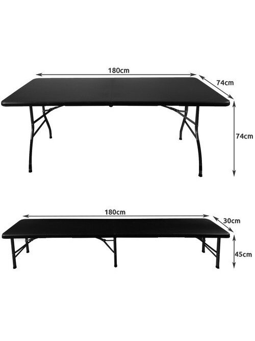 Sulankstomas sodo stalas 180 cm + 2 suolai - juodi 7