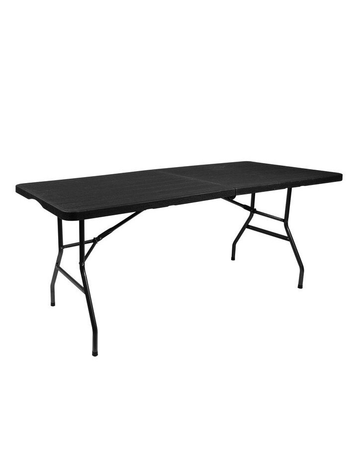Sulankstomas sodo stalas, juodas, 180 cm 4 Sulankstomas sodo stalas, juodas, 180 cm 4
