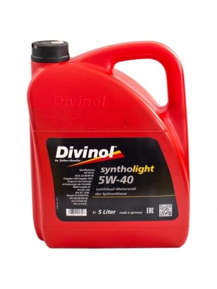 Syntholight DIVINOL 5W40 5 l SN/CF, MB 229.3, VW 505.00, GM-LL-B-025 Syntholight DIVINOL 5W40 5 l SN/CF, MB 229.3, VW 505.00, GM-LL-B-025