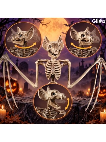 Šikšnosparnio skeletas – dekoracija, 30 cm, „Glimz“ 15