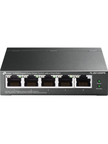 TP-Link TL-SG105MPE 5-Port Gigabit Easy Smart Šakotuvas su 4-Port PoE+ TP-Link TL-SG105MPE 5-Port Gigabit Easy Smart Šakotuvas su 4-Port PoE+
