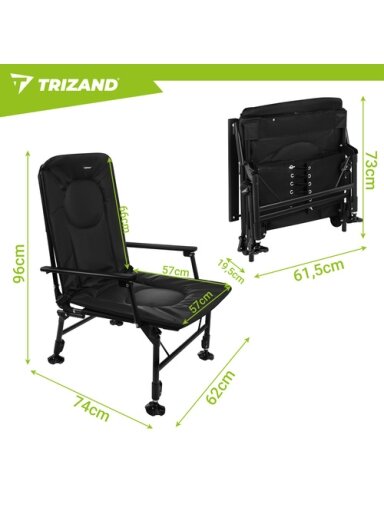 Trizand reguliuojamo dydžio žvejybos kėdė/fotelis