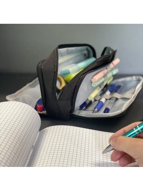 Trigubas sulankstomas pieštukų dėklas - juodas Maaleo 24476 10 Trigubas sulankstomas pieštukų dėklas - juodas Maaleo 24476 10