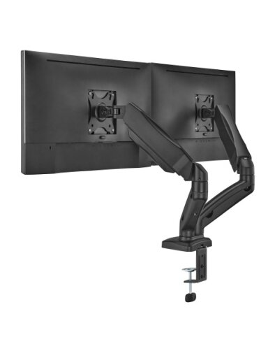 Up Up Premium Dual-Screen Monitoriaus laikiklis 17-32'', VESA 75x75, 100x100, Matinė juoda