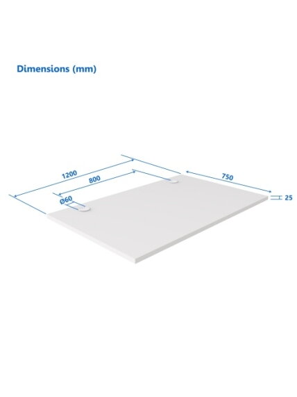 Up Up Stalviršis M Baltas, 1200x750x25mm (LMDP) Up Up Stalviršis M Baltas, 1200x750x25mm (LMDP)