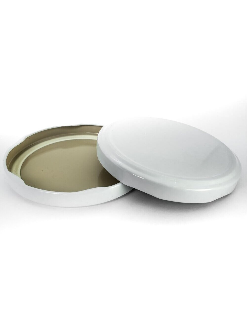 Užsukamas metalinis dangtelis Ø89 mm, baltas Užsukamas metalinis dangtelis Ø89 mm, baltas