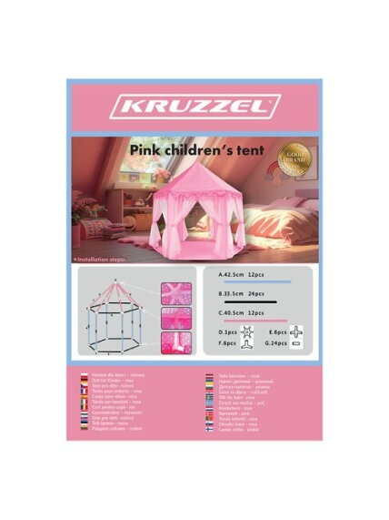 Vaikiška palapinė rožinė Kruzzel 23869 1 Vaikiška palapinė rožinė Kruzzel 23869 1