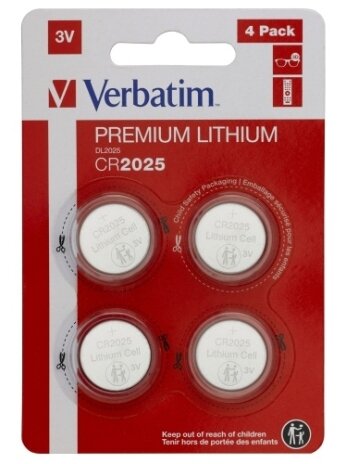 Verbatim 49532 Lithium baterijos CR2025 3V (4 vnt pakuotėje) Verbatim 49532 Lithium baterijos CR2025 3V (4 vnt pakuotėje)