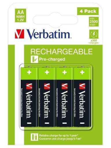 Verbatim 49517 Įkraunamos baterijos NiMH AA HR6 2500mAh (4 vnt pakuotėje)