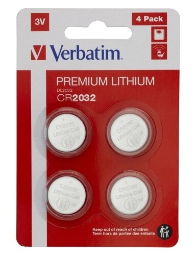 Verbatim 49533 Lithium baterijos CR2032 3V (4 vnt pakuotėje)